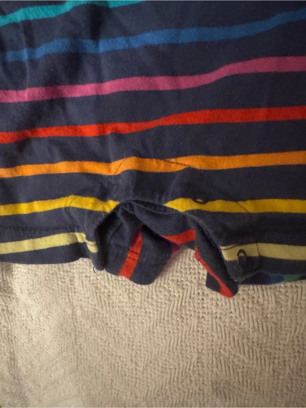 Primary | 12-18 months, Navy Rainbow Stripe Short Romper